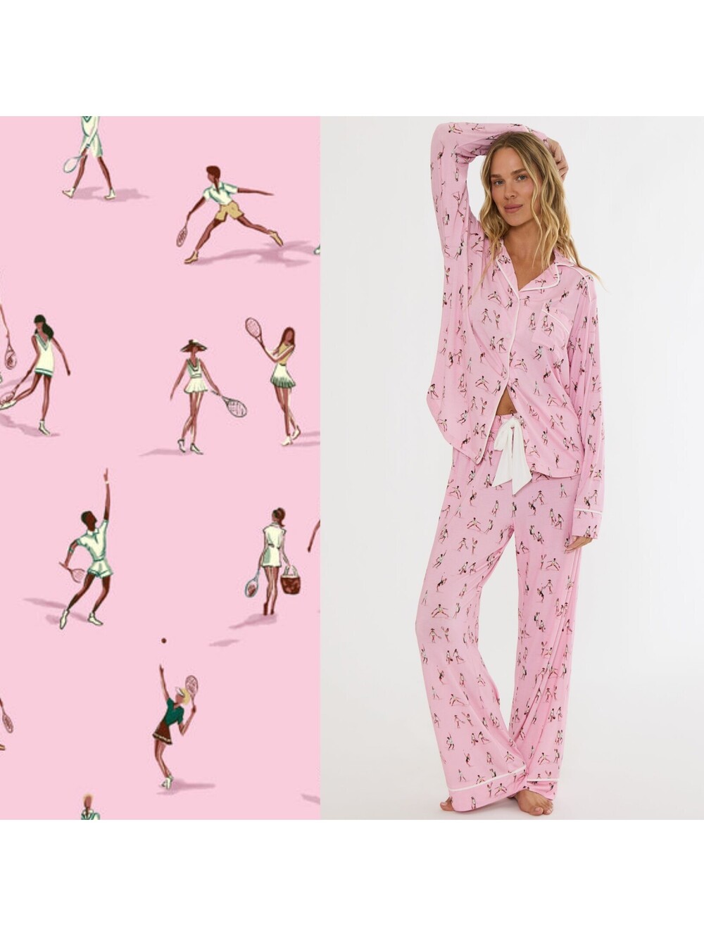 NEW Beach Riot Livy & Connie Match Point Pajama Set Small Sleepwear Tennis Pink